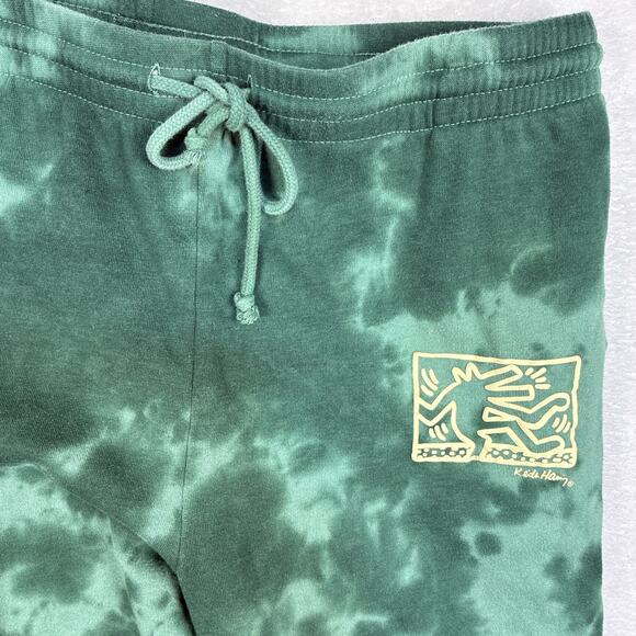 Keith Haring Sweatpants Men L Green Tie Dye Pant Workout Gym NYC Street Pop Art - Picture 1 of 8